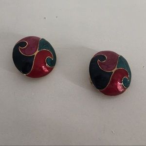 Vintage enamel clip-on earrings